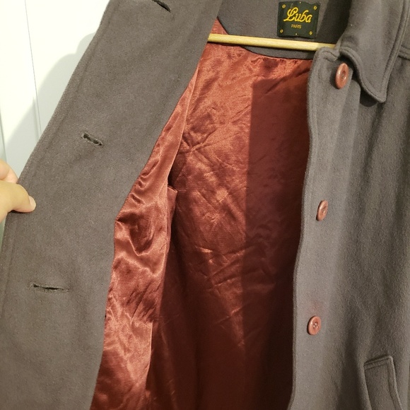 VINTAGE LUBA PARIS Dark Mauve 100% Wool Coat - Picture 6 of 8